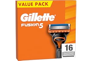 Gillette Recharges De Rasoir Fusion5 Pour Hommes, Pack De 16, AUTHENTIQUES, Cartouches Avec Bande Lubrifiante Et 5 Lames Pour Un Rasage Manuel Efficace, Compatibles Avec Les Manches De La Série Fusion
