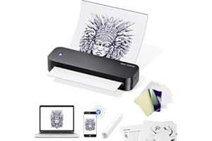 BIOMASER Bluetooth Tattoo Drucker Tattoo Printer mit 20 Blatt Tattoo Stencil A4 Papier Professionelle Tattoo Stencil Printer Maschine, Kompatibel mit iPad & Telefon & PC für Anfänger Tattoo Künstler