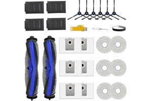 Laimaiou Accessoires pour aspirateur robot ECOVACS DEEBOT T50 Max Pro Omni / T50 Max Pro Omni Gen2 2 brosses principales, 4 filtres, 6 brosses latérales, 6 serpillères, 6 sacs, 1 bande de protection