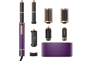 DREAME AirStyle Pro, Moldeador de Pelo 7 en 1, Secado Rápido, 2 Cilindros Moldeadores, Volumen al Pelo, Reduce el Encrespamiento, Estuche de Piel, Peinado con Flujo de Aire, Diseño Magnético, Púrpura