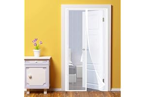 WEIZON Zanzariera Magnetica Finestra 105x220cm(41x87inch) con Calamita Moschiera Tenda Anti Zanzare Animali Domestici, Colla Porte per Balconi, Portefinestre, (Bianco)