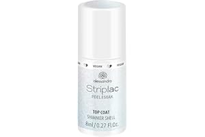 ‎ALESSANDRO alessandro Striplac Top Coat Shimmer Shell - UV-Überlack für brillanten Glanz & Perlmutteffekt – Schnelltrocknend und schützend – Vegan und tierversuchsfrei – 8 ml