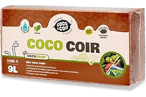 COCO&COIR EVERYTHING IN A NUTSHELL COCO & COIR Coco Soil Coconut Fibre. 100% Natural Organic Coconut Coir Compost Brick - Coco Grow (9L)