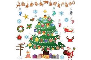 Buziba 80 adesivi da parete per albero di Natale, Natale, feste, calze, fiocchi di neve, Babbo Natale, decalcomanie da parete fai da te per bacheca, decorazione per casa, aula e l'ufficio