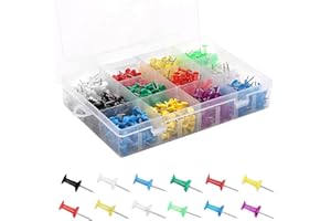 Multicolored Push Pins Thumb Tacks, Coideal 600 Pcs Coloured Map Tacks with Stainless Steel Point for Bulletin Board, Fabric Marking, Pictures Hanging at Home Office School (12 Colours)