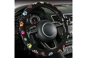 SOBONITO Steering Wheel Cover Paws, Embroidered Cute, Sweat Absorber, Steering Wheel Protector in Universal Size 37-39 cm, Steering Wheel Cover for Summer and Winter, Car Accessories, Interior, Non-Slip