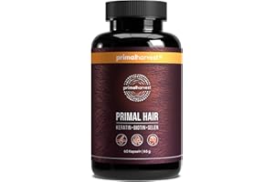 ‎PRIMAL HARVEST Primal Hair von Primal Harvest – Haarnahrungsergänzungsmittel mit Selen, Zink, Keratin, Biotin, Selen und Vitamin B-Komplex, für Männer und Frauen, 60 Kapseln (1 Pack (60 Count))