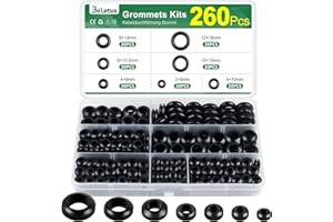 Bolatus 260 sztuk gumowych tulejek kablowych, 7 rozmiarów, gumowe korki do instalacji elektrycznej, kanał kablowy, ochrona kabli, czarne