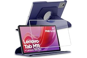 ebestStar - for Lenovo Tab M11 Case, Cover 360 Rotating Protection, PU Leather, Dark Blue + Glass Screen Protector