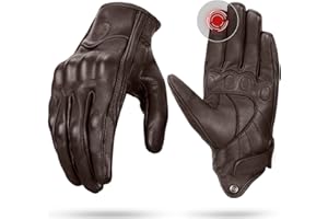 ISSYZONE Skórzane rękawice motocyklowe, skórzane rękawiczki z ochraniaczem na kostki, ekran dotykowy, oddychające, dla mężczyzn i kobiet, do jazdy na motocyklu, rowerze