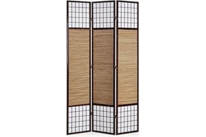 Homestyle4u 875, XL parawan, ścianka działowa, 3-częściowa, drewno bambusowe, brązowe, ochrona przed wzrokiem wysokość 2 m, ścianka działowa