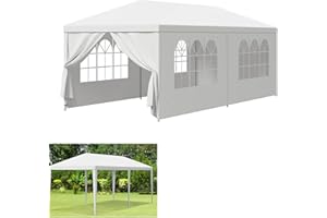 ANSIMIDA 3x4m Garden Gazebo with 4 Sidewalls, Waterproof Garden Pavilion Party Marquee Heavy Duty Tents for Parties, Outdoor Gazebo Garden, Patio, White