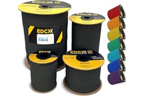 ‎EDCX EdcX 4 mm Nylon Paracord 550 30 m (100 Fuß) – Typ III, 100% Nylonseil, 7-strängiges Seil, 4 mm Nylonseil in Volltonfarben (Black, 30 m)