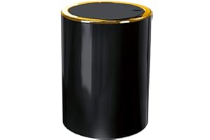 Kleine Wolke Pattumiera per cosmetici Golden Clap, ABS, nero, secchio 5 L, cilindrico