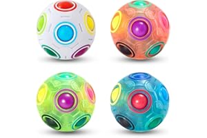 Vdealen Bola Magica Magic Rainbow Ball del Rompecabezas Juego de Cerebro Teaser Juego de Habilidad Acroíris Pequeño Bola Juego Divertido Stress Reliever para Niños y Adultos Paquete de 4