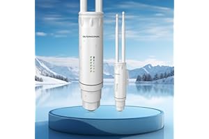 WONLINK Punto de Acceso WiFi 1200Mbps, Antena WiFi Exterior de Doble Banda 5G & 2.4G, Repetidor WiFi Exterior Largo Alcance, Outdoor Amplificador de Señal WiFi Exterior IP66, Soporte PoE