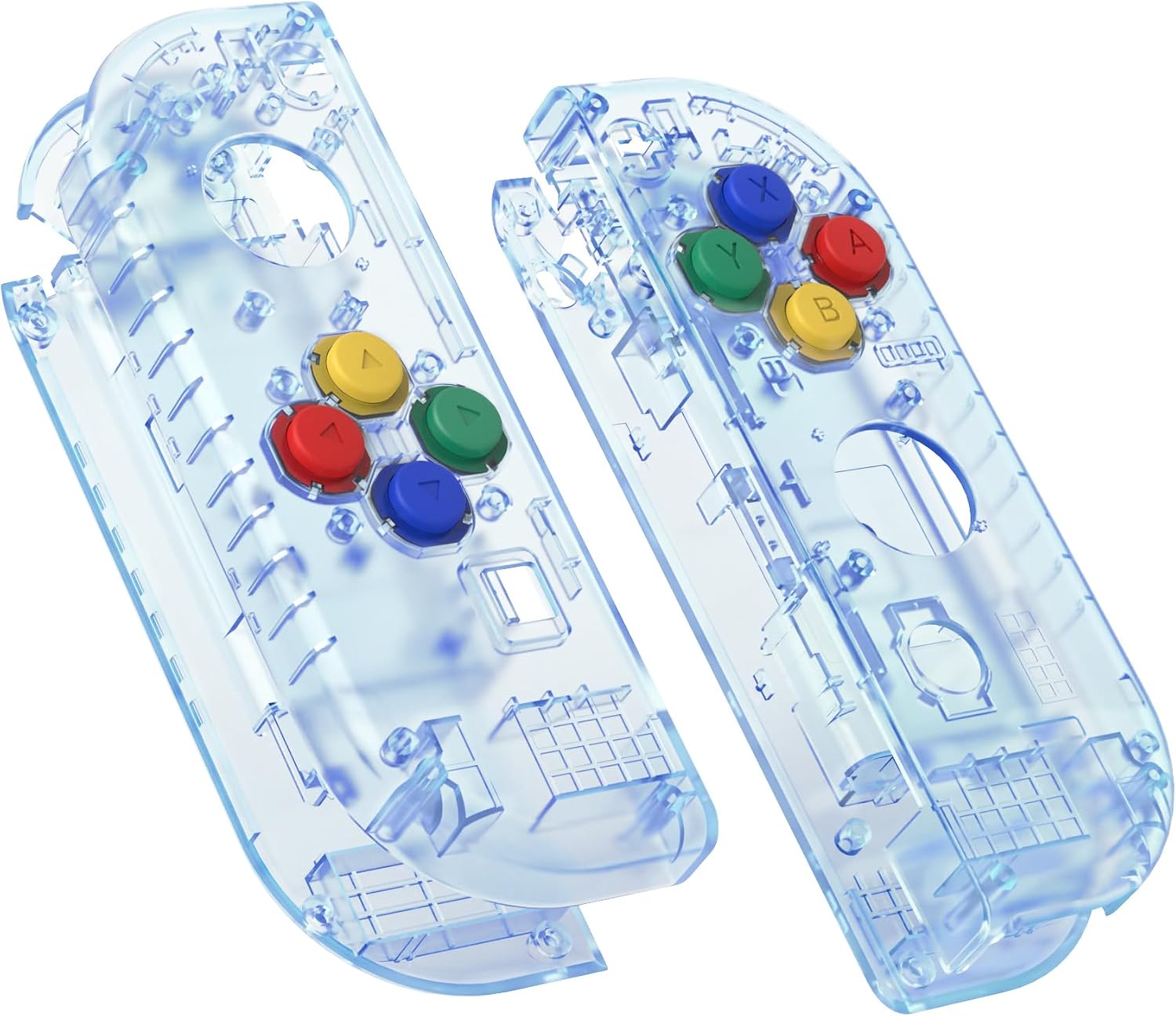eXtremeRate Carcasa Transparente para Nintendo Switch & OLED Accesorios Funda de Agarre Shell Placa con Botones para Nintendo Switch Joycons OLED No Incluye Carcasa de Consola(Hielo Azul)