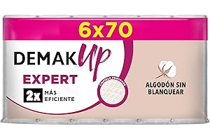 Demak'Up Disques démaquillants Expert Round 6 x 70 unités, sans blanchiment, texture nid d'abeille, sachet de 670 unités