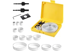 HSEAMALL - Kit di seghe a tazza da 17 pezzi, set di corone da 19 a 127 mm, punte da trapano a tazza in acciaio al carbonio, per legno, cartongesso