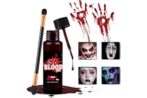 CHASPA Fake Blood, Halloween Makeup Blood 20g（old）, Realistic Washable SFX Makeup Blood with Brush, Easy to Remove, for Vampire, Zombie, Cosplay, Halloween Costume Party