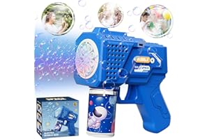 CHMMY Pistolet à Bulles Enfants, Pistolet à Bulles Automatique 5000+ Bulles/Minute avec Machine à Bulles Liquide à Bulles, Machine a Bulle Jouet à Bulles Anniversaire IntéRieur ExtéRieur fête