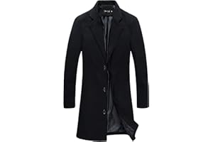 Benibos Mens Trench Coat Slim Fit Notched Collar Overcoat