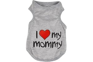 Petalum Haustier Hund Pullover Weihnachten Geburtstag Welpen Kostüm Süß I Love Mommy Shirt T-Shirt Pullover Overall Mantel Samt Kleidung Outwear Korallen Verkleidung