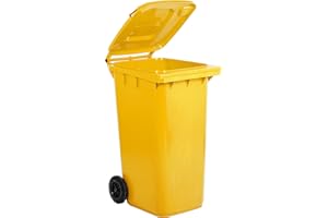 Poubelle chariot pour la collecte différenciée des déchets Mobil Plastic 240 L pour usage extérieur - jaune (UNI EN 840)