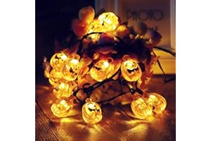 Itian Temas de Halloween, 20 Luces de Cadena de Calabaza LED, Luces Navideñas, Linternas Calabaza Halloween LED para Decoración de Halloween Exterior Interior, Hacer una Especial Atmósfera