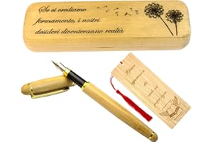QUIRKLZ Penna Stilografica Elegante con Segnalibro in Legno – Idee Regalo Uomo e Donna，Regali di laurea o compleanno per una persona cara，con Frasi Motivazionali，Scatola in di acero