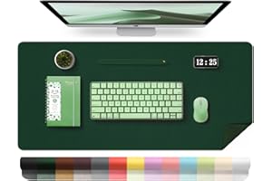 BLESWIN Faux Leather Desk Pad, 31.5" x 15.7", Blackish Green