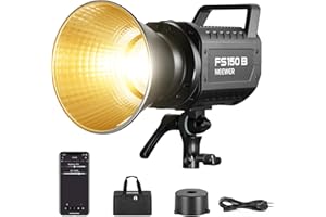 NEEWER FS150B LED Videoleuchte mit 2,4G/APP Steuerung, 130W Bi Color COB leise COB Bi-Color Studio Dauerlicht mit 4 Arten präziser Dimmung, 72000 Lux/1m 2700K-6500K CRI 97+ 12 Effekte Bowens Halterung