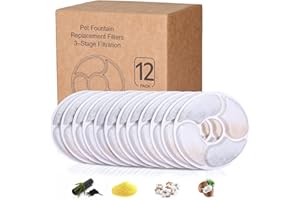 UNIDEAL 12 Pezzi filtri fontanella per Cane/Gatto Fontana per Animali Domestici con Carbone Attivo(12.5CM)