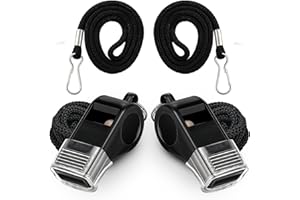 GENÉRICO Pack de 2 Silbatos Profesionales con Cuerda y Protector de Silicona – Silbato Deportivo para Entrenador, Árbitro, Emergencia, Fútbol, Baloncesto – Incluye 2 Cuerdas Extra con Mosquetón