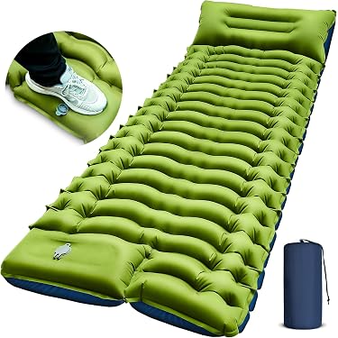 Produktbild von Luftmatratze Camping Hiqiku Selbstaufblasende Campingmatte - Ultraleicht Mit Fußpumpe Selbstaufblasbare Luftmatratze