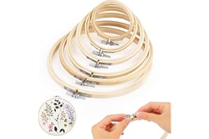 6 Pcs Telaio da Ricamo, ELEPRUC Bambù Telaio Ricamo, Cerchio per Ricamo Senza Sbavature, Telaio per Ricamo per Punto Croce, Ricamo, Fai da Te Arte Artigianato (8/10/13/16/18/20cm)
