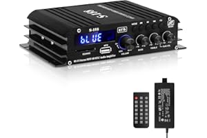 SIKKEBY Hifi Amplificatore Audio,S-188 2.1 Canale Bluetooth 5.0 Mini Amplificatore Audio RMS 40wx2+50w Max 600w Subwoofer Amplificatore Passivo 110-240V con USB/TF/Slot/AUX/FM per Auto/Casa Echo Stereo