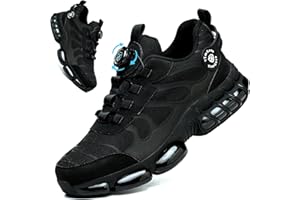 PJZHJI Sicherheitsschuhe Herren Arbeitsschuhe Leicht Sportliche Stahlkappenschuhe Drehknopf Atmungsaktiv Schutzschuhe