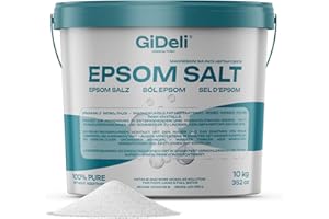 GiDeli Epsom Salz 10 kg Magnesiumsulfat Pharmaqualität Badesalz im Eimer- 100% Rein Natürliches Salz fußbad hautpflege entspannungsbad (10000 g)