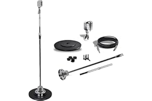 Pyle Retro Microphone and Stand, Vintage Style Dynamic Cardioid Mic with Adjustable Height Swing Stand, Professional Unidirectional Vocal Microphone with XLR Cable for Stage or Studio Use