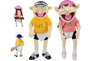 YCXYDR Jeffy Puppet and His Sister Feebee Burattino Peluche Bambola, malizioso divertente burattini giocattolo a mano con bocca di lavoro per casa dei giochi, compleanno Natale festa di Halloween regalo