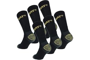 Caterpillar 6 Paires Chaussettes Travail Homme - Double Renfort Pointe Talon - Coton