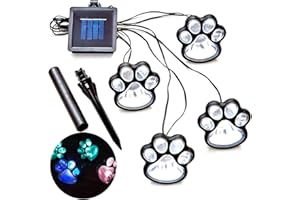 WALLFIRE LED dekoracja łapy światło słoneczne, 4 solarne lampki z nadrukiem łapy psa kota zwierząt ogród zewnętrzna lampa LED ścieżka do ogrodu patio podwórko dekoracja chodnik (kolor: wielokolorowy