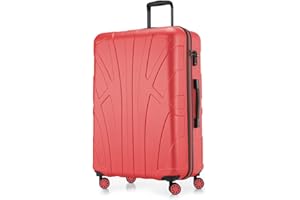 suitline - großer Hartschalen-Koffer Koffer Trolley Rollkoffer XL Reisekoffer, TSA, 76 cm, ca. 96-110 Liter, 100% ABS Matt, Korall