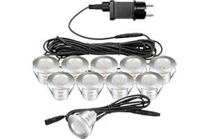 Auting Spots LED Encastrable Extérieur, lot de 10 spots encastrables au sol LED, blanc chaud, étanche IP67, spots encastrables pour terrasse, extérieur, intérieur, escalier