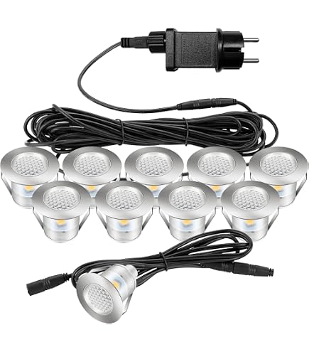 6 Lampes Encastrées Sol Extérieur BOLI - IP67 - Acier Inox - Ø108mm - LED Incluse (blanc Chaud 5,4W)