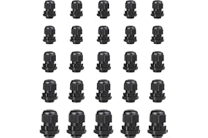ACOORUITENG Cable Glands Waterproof Adjustable Cable Gland 3-14 mm Plastic Nylon Cable Connectors Gland Joints Locknut Stuffing Glands PG 7/9/11/13.5/16 for Home Garden Outdoor 25 Pcs Black
