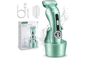 AKUNBEM Electric Razor for Women for Legs Bikini Trimmer Electric Shaver for Women Underarm Public Hairs Rechargeable Womens Shaver with Detachable Head Wet Dry Use Painless Cordless (Green)