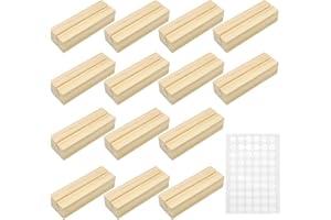 quiodok 20 pieces Wooden Card Holder Wooden Menu Base Wood Table Number Display Stands Business Photo Display Stand with Double-sided Adhesive for Wedding Dinner Home Party Events Decoration
