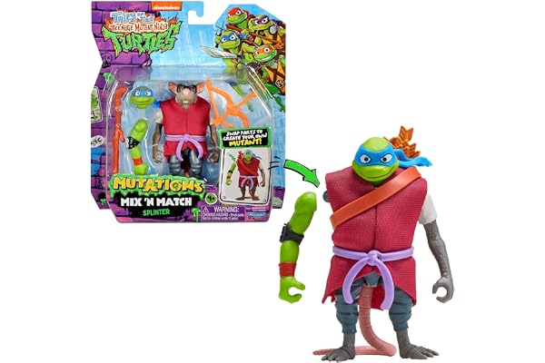 Teenage Mutant Ninja Turtles - Tortues Ninja, Figurine articulée 12 cm avec Accessoires, Mix & Match, Splinter, pour Les Enfants dès 4 Ans, T02017